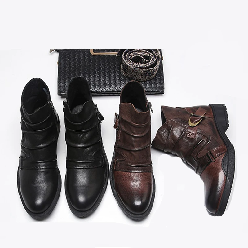 ZFTL новые мужские повседневные ботинки мартинсы из натуральной кожи ручной