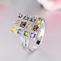 colorful rings 925 silver jewelry with created topaz zircon gemstones finger ring for women wedding promise party accessories
