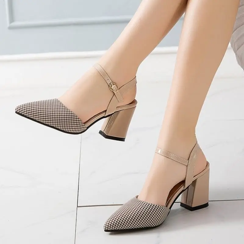 Taoffen/женские сандалии для вечеринок клетчатая Офисная Женская Летняя обувь из