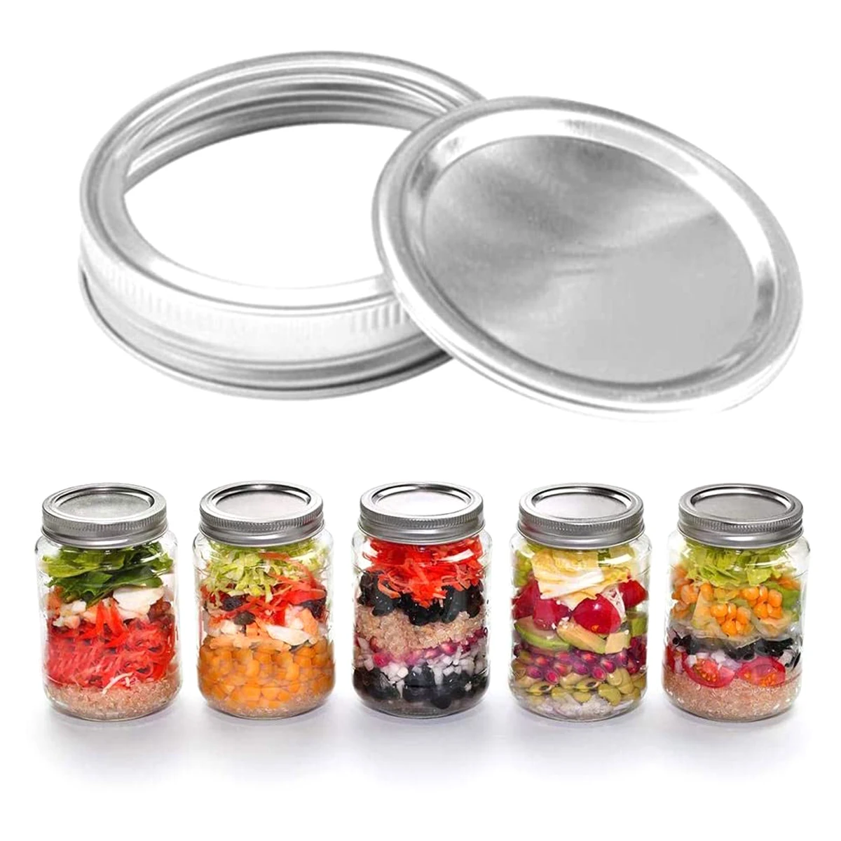 

Faroot 10Pcs Split-Type Cover Set, Leak Proof Round Metal Ring + Sealing Lid for Mason Jar