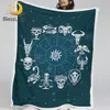 BlessLiving Skull Sherpa Fleece Blanket Constellation Throw Blanket Astrology Ecliptic Plush Bedspread Zodiac Scorpius Blanket 1