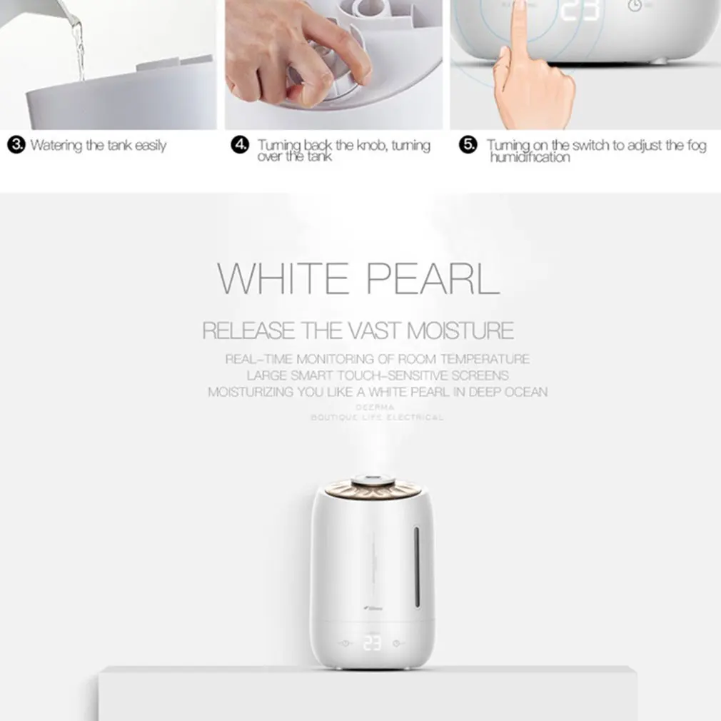 

Deerma Mini Aromatherapy Air Humidifier 5LDEM-F600 White CN Air Purifying Household With Intelligent Touch Screen