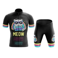 meow cycling jersey set maillot ciclismo hombre men short sleeve cycling clothing mtb bike suit bibshorts breathable gel pad