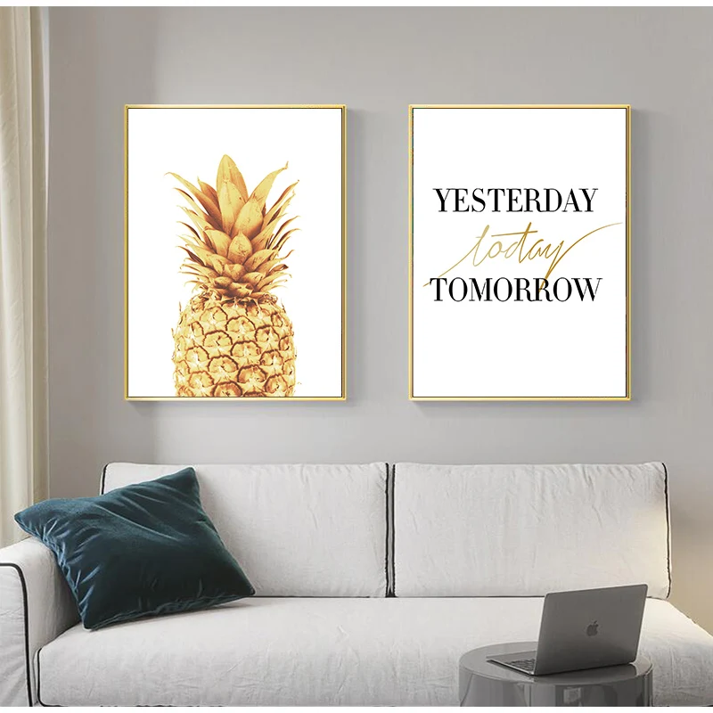 Скандинавский стиль сегодня золото ананас холст картины настенное искусство