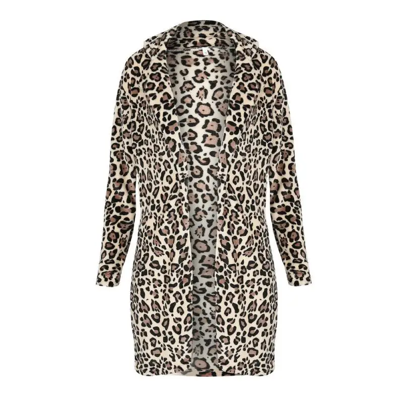 

SWYIVY Women's Coat Fashion Leopard Faux Fur Jackets Open Stitch Outwear Winter Warm Women Jacket Furry Coats Fur Outwear Lady
