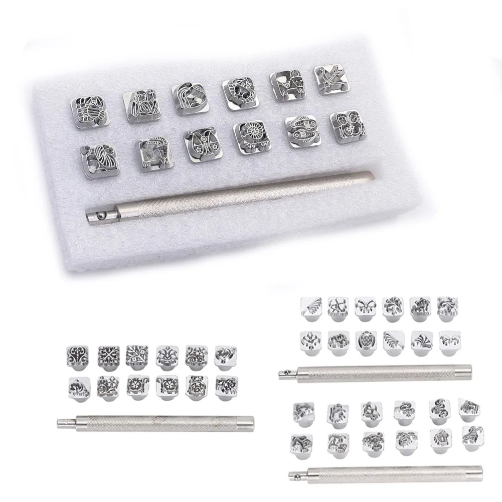 

For Leather 12pcs For Resin Stamping Punch For Wood Metal Punches Stamp