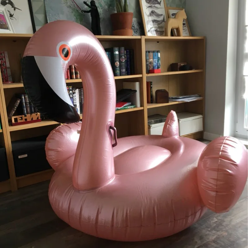 

Inflatable Pool Float Swimming Circle Rose Golden Flamingo Rubber Ring Pool Party Toys Water Mattress Beach Bed For Adults Child