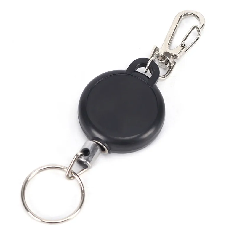 

Holder Key Ring Keyring Steel Cord Black Wire Rope Keychain 60cm Badge Reel Retractable Recoil Anti Lost Yoyo Ski Pass ID Card