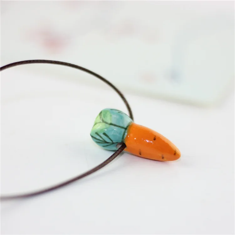 Креативный милый мультяшный ручная роспись Керамическая морковка цепочка на