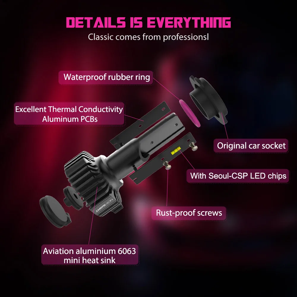 Novsight H4 светодиодный Hi lo автомобильный H7 светодиодный фары лампы H8 H11 9005 9006 50 Вт 8000лм 6500 к CSP светодиодный лампы 12 В 24 В безвентиляторный