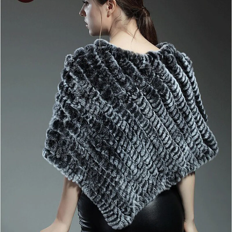 Оптовая продажа Женская Вязаная Шаль из натурального кроличьего меха модное