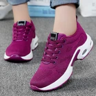 Женская обувь для тенниса с воздушной подушкой; Цвет фиолетовый; Zapatos Mujer; Дышащие сетчатые кроссовки на шнуровке; Мягкая женская спортивная обувь для бега