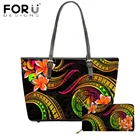 FORUDESIGNS, лидер продаж, стильная женская большая кожаная сумка через плечо, 2 шт. в комплекте, полинезийское Самоа, Плюмерия, цветок, элегантная женская сумка с 3D принтом