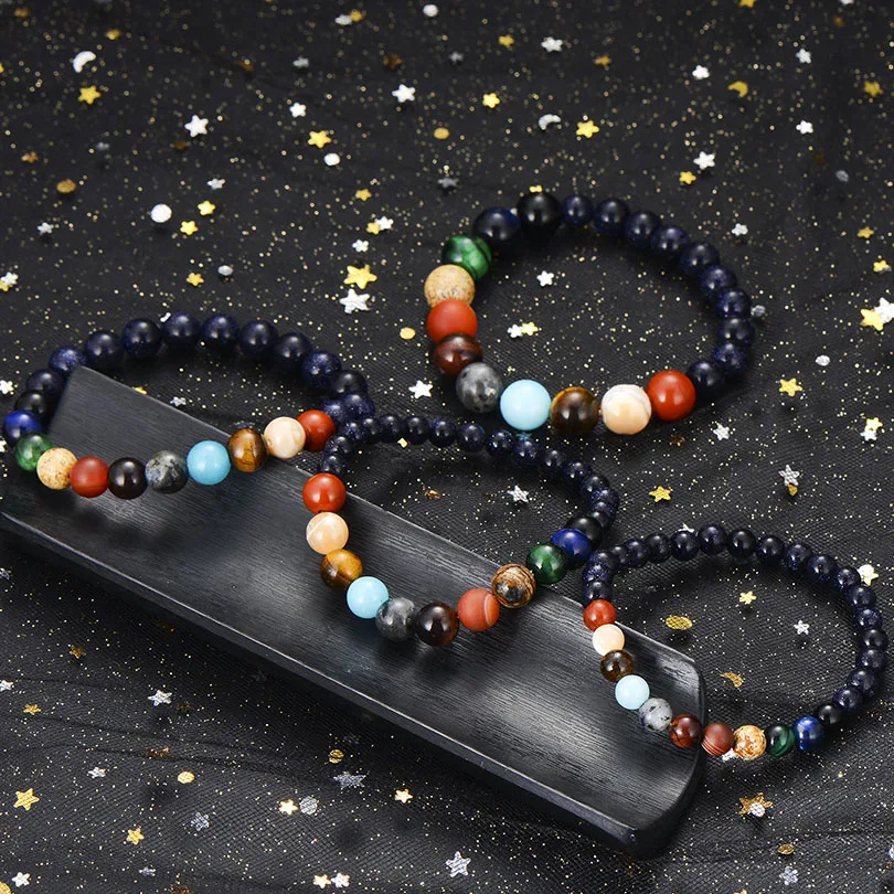 Universe Yoga Buddha Beads Bracelet Natural Stone Solar System Nine Planets Men Jewelry for Women Gifts Drop Shipping | Украшения и