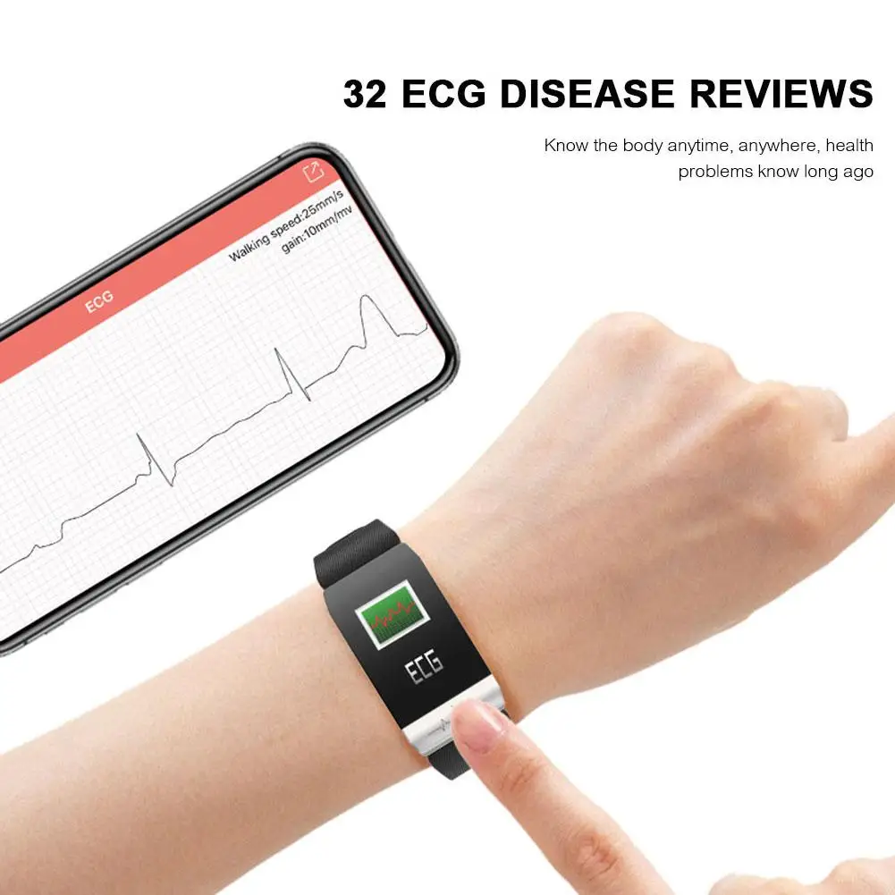 Шагомер спортивные часы фитнес-трекер для Q1S ECG PPG водонепроницаемый монитор сердечного ритма Смарт-браслет погоды