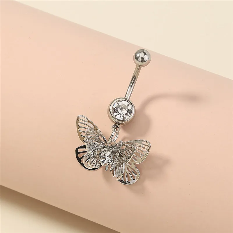 

Пуговица многослойная из нержавеющей стали с инкрустацией бабочкой и Цирконом для пирсинга ногтей, Ювелирное Украшение для женщин, универс...