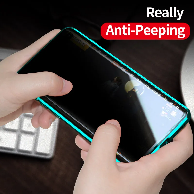 

New Privacy Phone Case for Samsung Galaxy S10 S9 S8 Plus Metal Magnetic Tempered Glass Cover For Samsung S10 Plus s10+ case capa