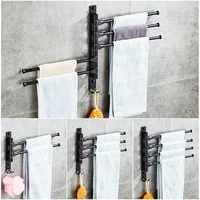 bathroom swivel towel bar black space aluminum 2345 arm swing hanger towel rack with hook wall mounted rotating towel rail
