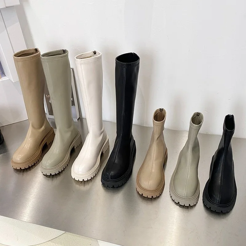 

2021 Ankle Chelsea Boots New Winter Mid Heels Platform Women Botas Snow Warm Designer Motorcycle Boots Gladiator Oxford Zapatos