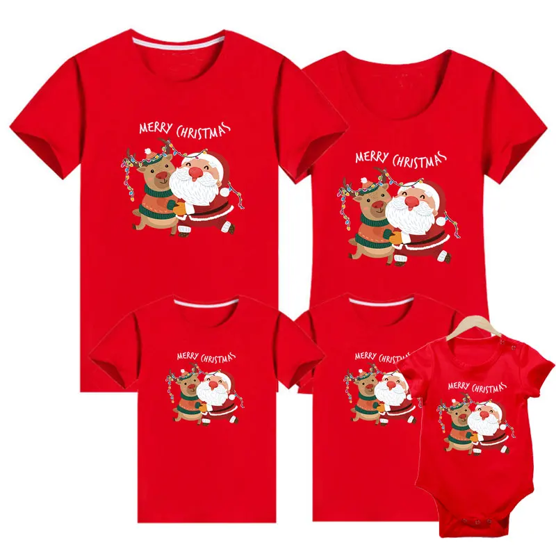 Camiseta a juego de pap&aacute; mam&aacute;, Pap&aacute; Noel, ciervo, mam&aacute;, Body de beb&eacute;, Padre, Hijo, madre e hija, trajes combinados-5