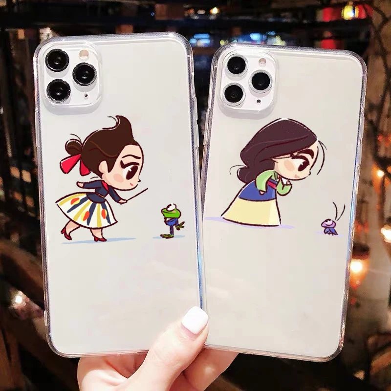 Прозрачный мягкий чехол для телефона из ТПУ с мини принцессами iPhone SE2020 12Mini 12pro 11pro
