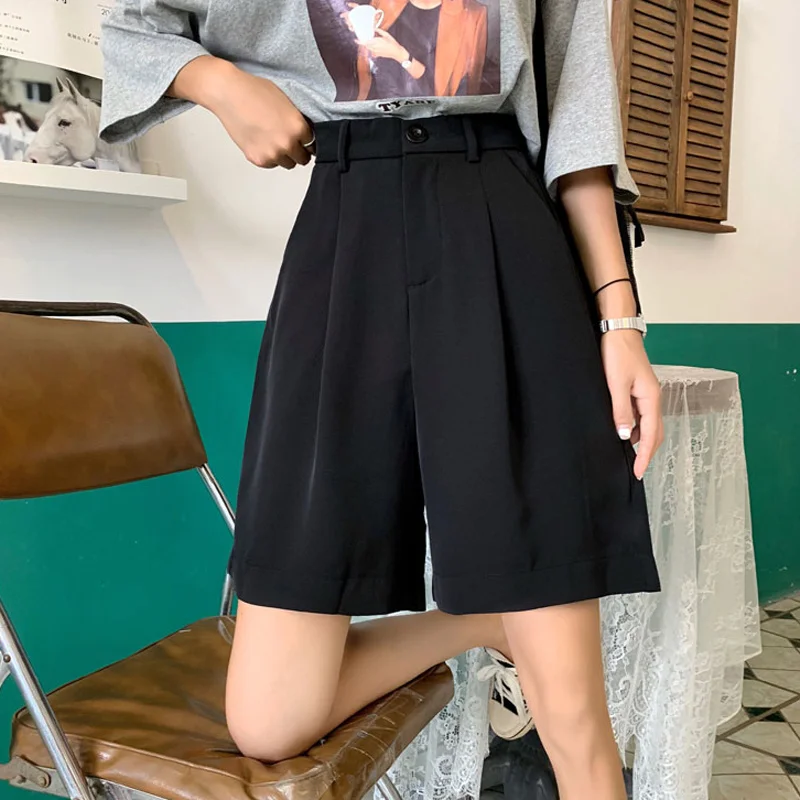 

Korean Style Casual Cropped Pants Women's Summer Straight Hong Kong Style Retro Ins Loose BF High Waist Slimming and Wide Leg
