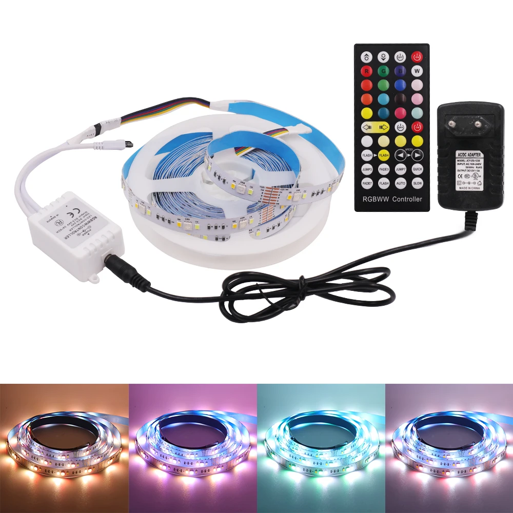 Светодиодная лента 12 в пост. Тока RGBCCT(RGB + WW CW) SMD 5050 2835 5 м 450 светодиодов