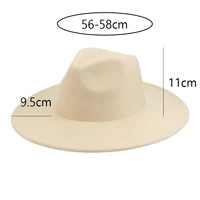 womens hat fedoras big brim 9 5cm panama classic jazz men caps cowboy cowgirl solid white black felt hat new sombreros de mujer