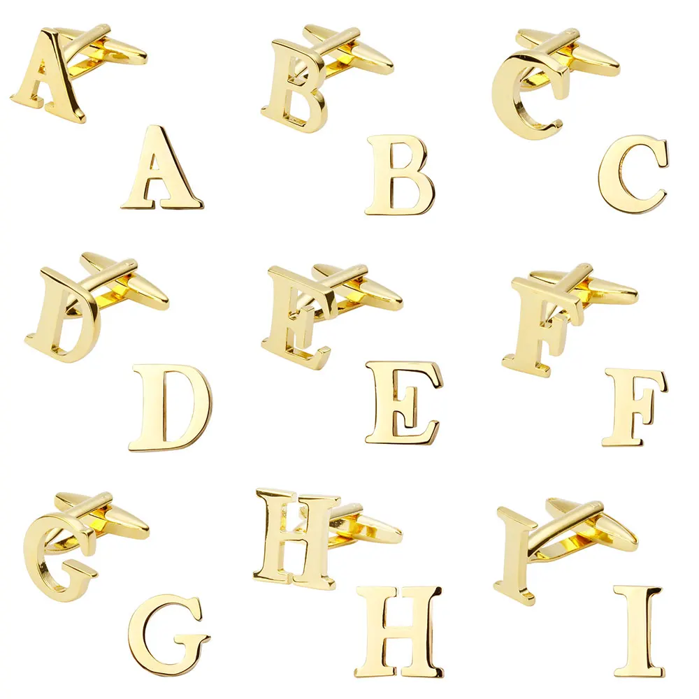 

A-Z мужские запонки с надписью, Золотая кнопка, зажим для галстука, зажим для рубашки, подарок для мужа, оригинальная металлическая гитара, ис...