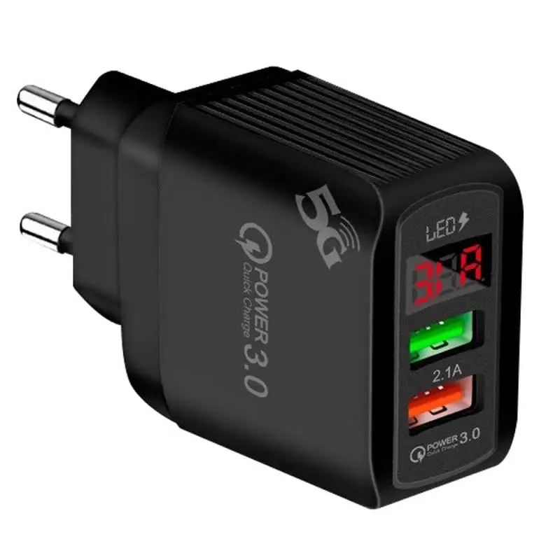 

Smart Mobile Phone Charger USB Charger 2 Ports LED Display For IPhone Samsung Xiaomi Tablet Wall Travel Adapter EU/US/UK Plug