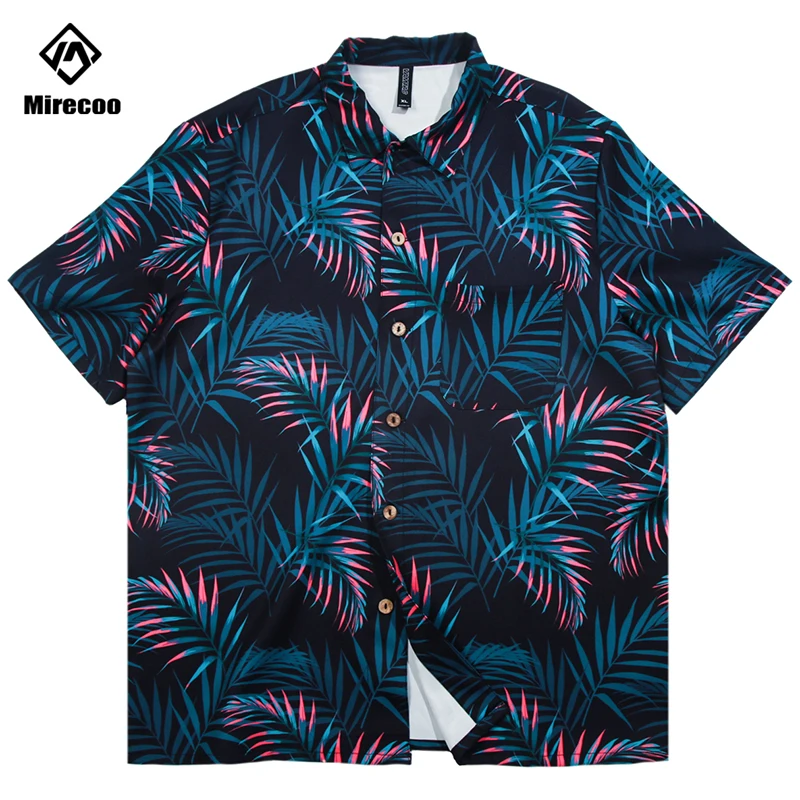 Мужская хипстерская рубашка с карманами летняя пляжная в стиле Харадзюку