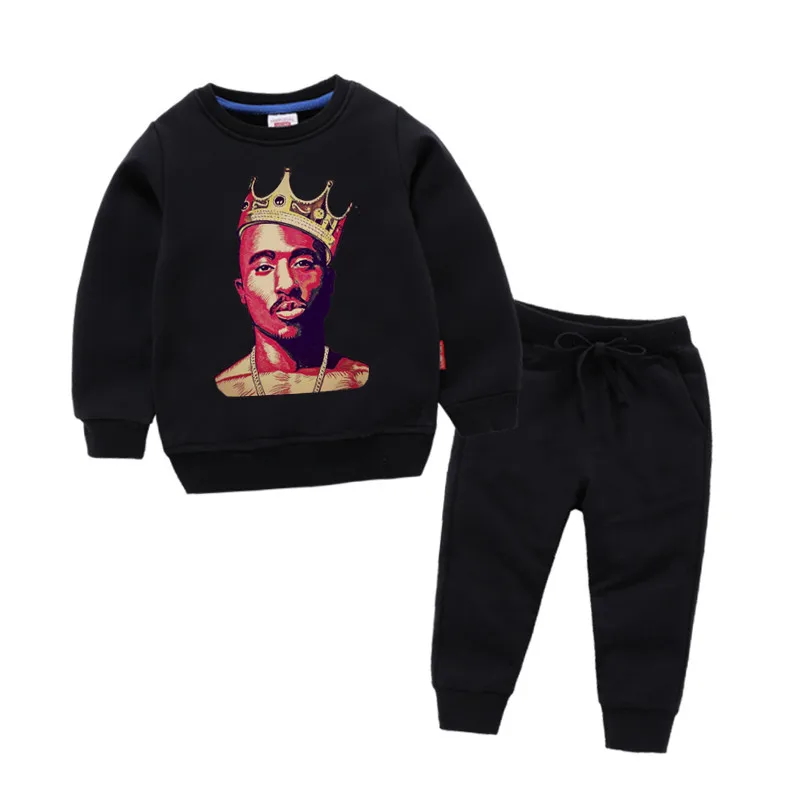 Детские хлопковые толстовки с капюшоном в стиле хип-хоп с принтом 2pac, хлопковый пуловер для девочек, топы для маленьких мальчиков, осенняя одежда