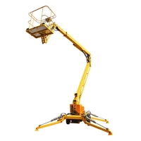 qiyun ce iso approved trailer mounted boom lift aerial working lift platform man lift rotation basket for high altitude work