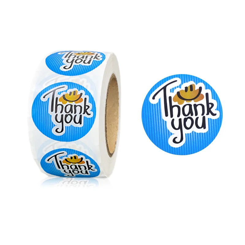 

500PC 1Inch Gift Sealing Blue Simple Thank You Stickers Christmas Design Scrapbooking Festival Birthday Party Decorations Labels