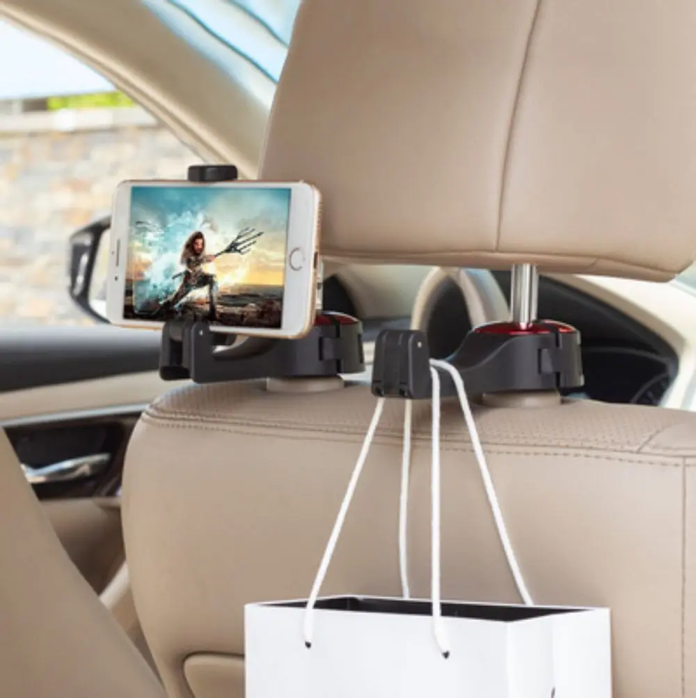 

Car mobile phone bracket QZTECH Multi-function mobile phone bracket hook Car rear headrest hook Lock-lock mobile phone bracket