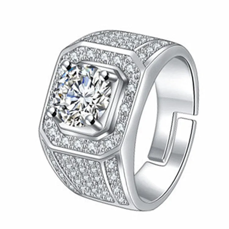 

14 K White Gold Natural 3 Carats Diamond Ring for Men Fine Anillos De Silver 925 Jewelry Bizuteria Gemstone 14K Gold Rings Box