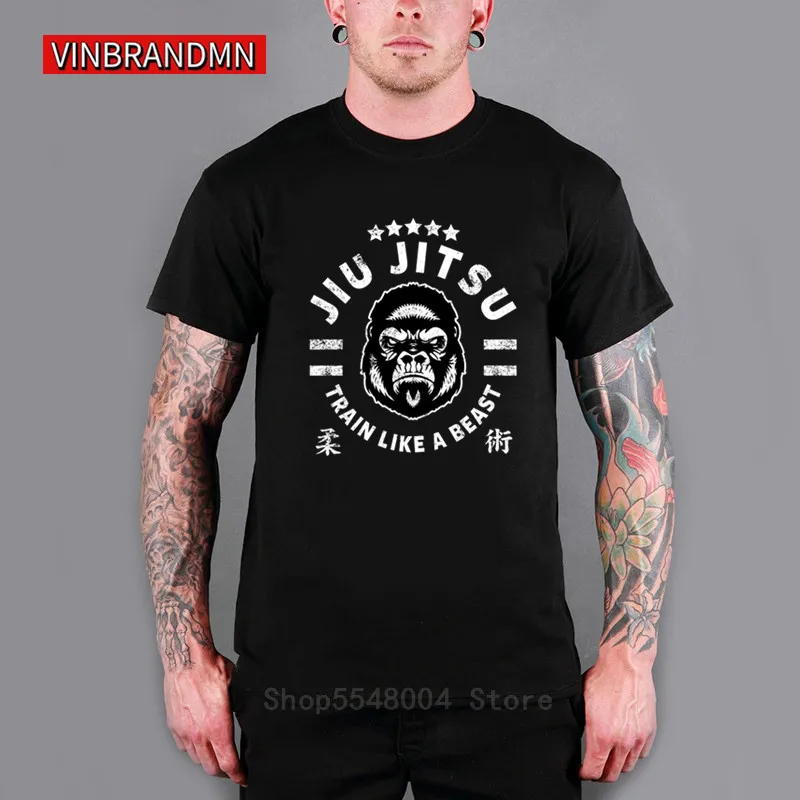 BJJ GI Jiu Jitsu T shirts men Brazilian Jiu Jitsu Shirt Train like a beast Fightwear T-Shirt Hipster BJJ Rashguard Kimono Tshirt