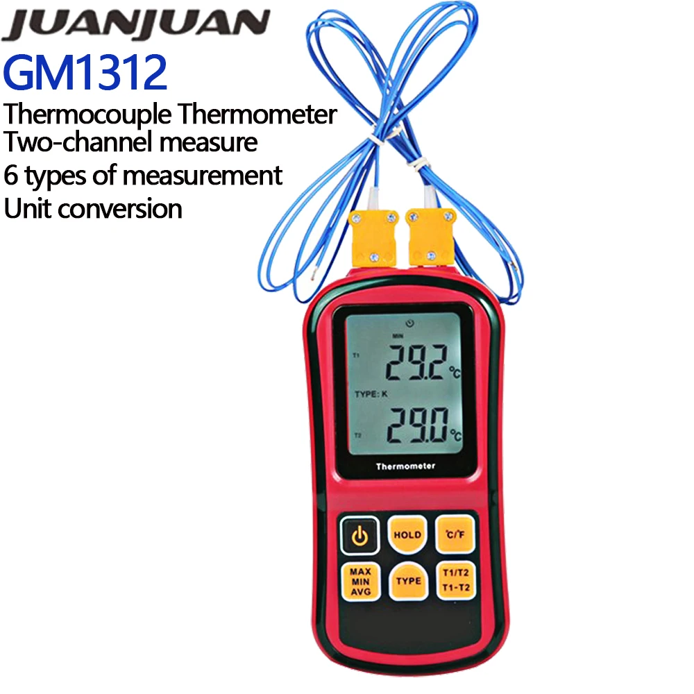 

GM1312 Thermocouple Thermometer Temperature Meter Temp Tester TEMP Measure Tool -50~300℃ Temperature Meters With Backlight