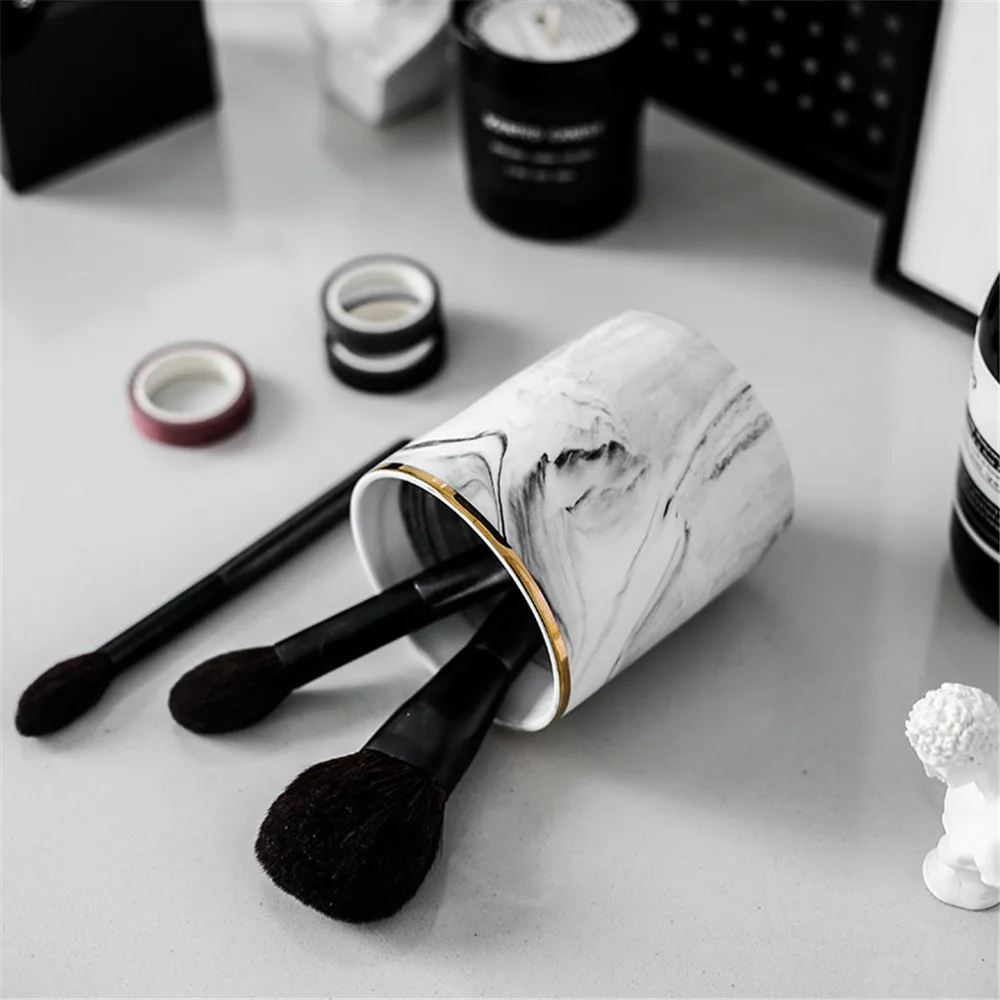 Скандинавские мраморные банки для хранения Ins органайзер кистей макияжа офисный
