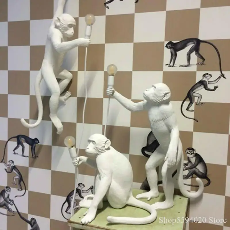 Ретро смолы люстра с Обезьянами светильник приспособление промышленные