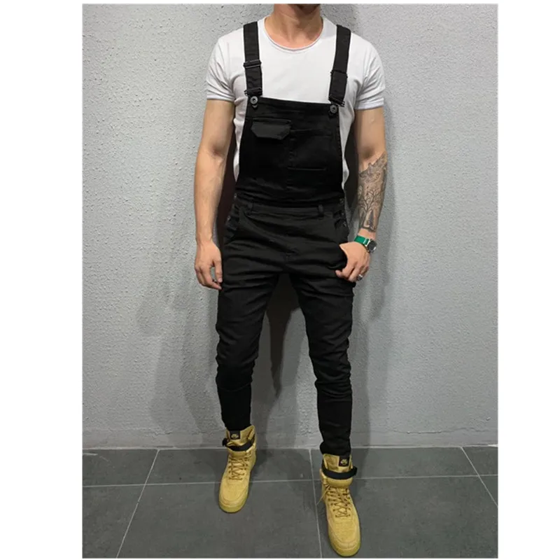 Модные 2019 Для мужчин джинсовая плотник Комбинезоны повседневные брюки свободные