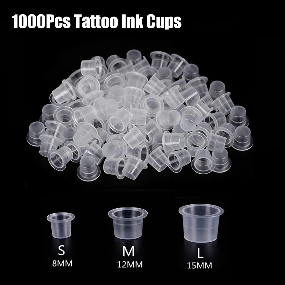 1000Pcs/Lot Plastic Disposable Tattoo Ink Cup Permanent Makeup Pigment Ink Holder Caps Cups Tattoo Pigment Accessories