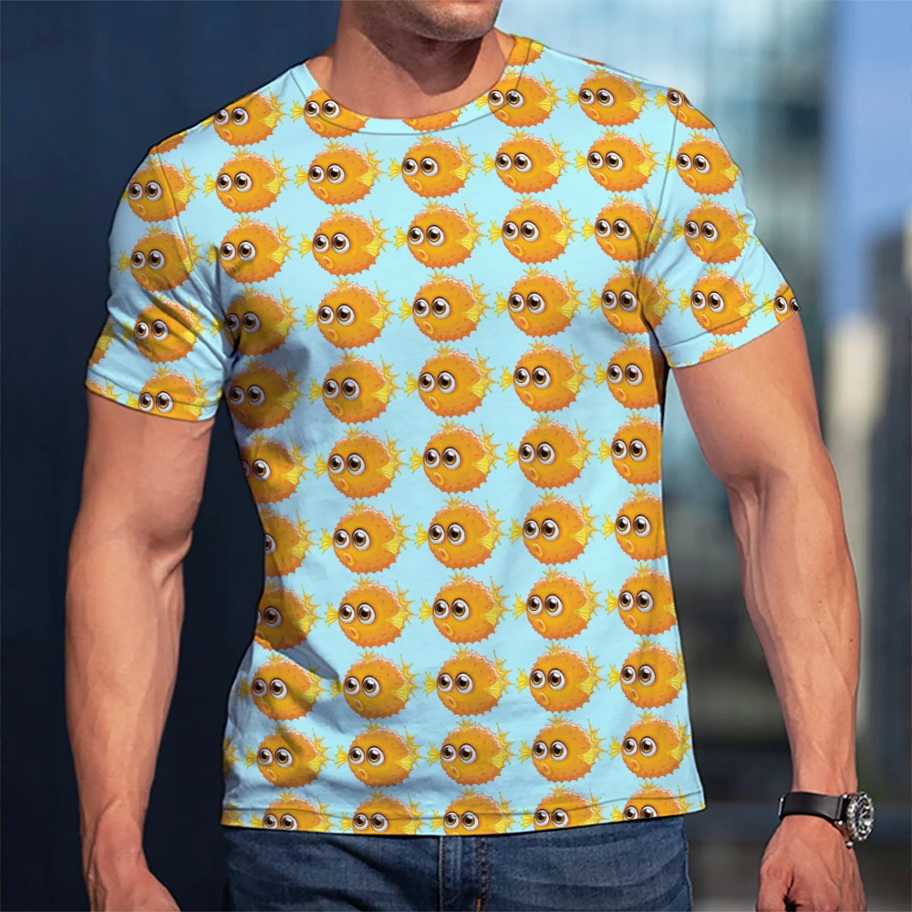 

3D Print T Shirt For Men Graphic Fish Painting Ocean Simple Crew Neck Women Child Streetwear Hip Hop Soft Asian Size All-Match