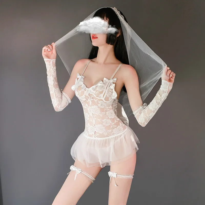 

Hot Sexy Lingerie Women Bride Cosplay Uniform Bridal Maid Lace Cute Dress Anime Girl Costumes Wedding Dress Lolita Outfit Panty