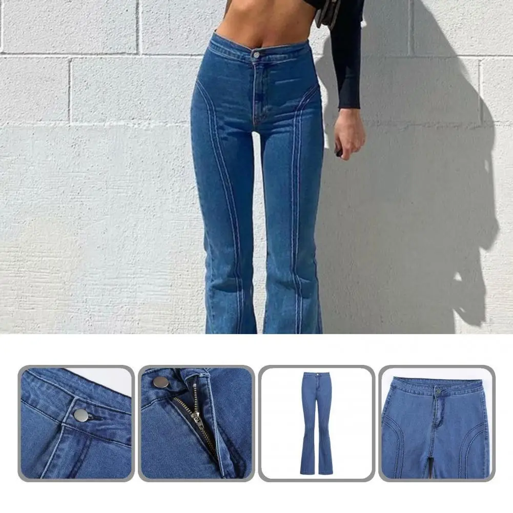 

Denim Jeans Solid Color Flare Jeans for Daily Wear Women Flare Jeans Denim Jeans Solid Color Flare Jeans for Daily Wear