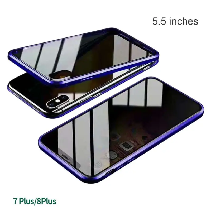 IP7 8 plus blue Оболочка всего тела Магнитный высокой четкости прозрачное закаленное стекло крышка бампер Чехол протектор экрана для lPhone 11 - Цвет: IP7 8 plus blue