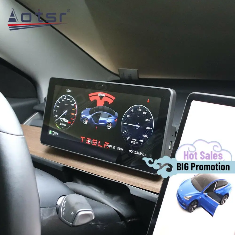 

Android 9 Digital Dashboard Panel Virtual Instrument Cluster Support GPS IPS Touch Screen Center Speedometer For Telsa Model 3