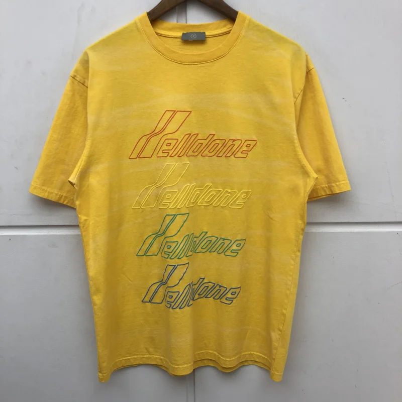 

Oversized Tie dye We11done T-shirt Men Women Rainbow letters Loose T shirts WELL DONE Tees