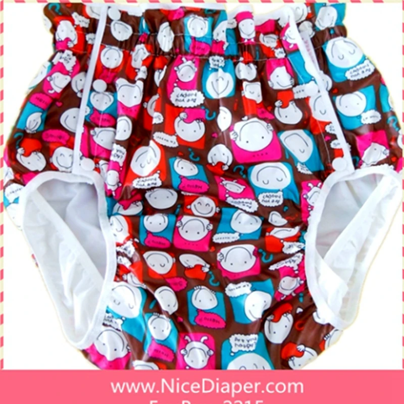 Free Shipping FUUBUU2215-Smiling face-M adult baby diaper adult baby plastic pants for babies pants adult baby onesie abdl