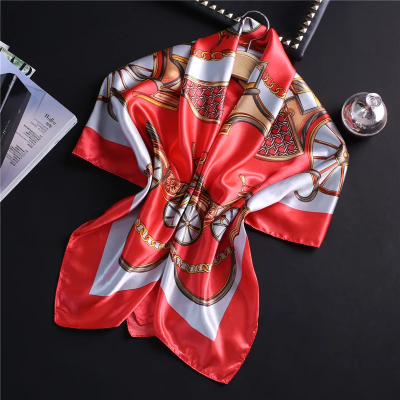 Брендовые дизайнерские шелковые квадратные шарфы для женщин с модным принтом